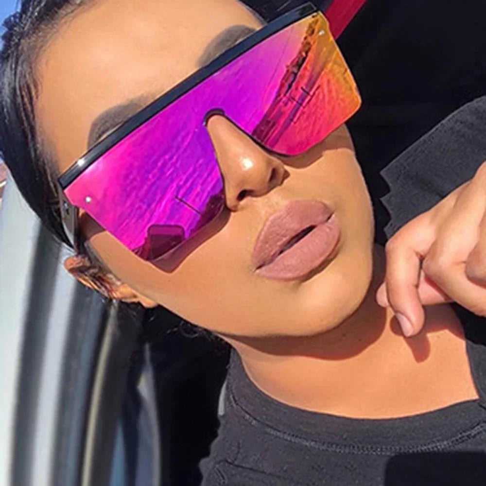 2025 Square Sunglasses Women Luxury Vintage Brand Design Sun glasses Big Frame Mirror Red Purple Eyewear UV400