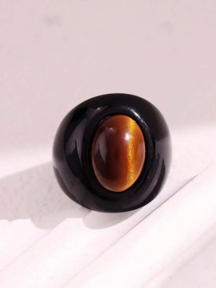 Vintage Wide Large Chunky Rings for Women Crystal Resin Autumn Winter Geometric Irregular Stacking Wear Jewelry New