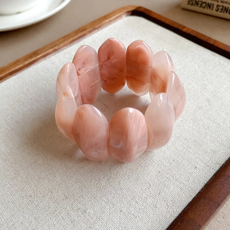 Vintage Smudging Bangle Geometric Wide Chunky Bracelets for Women Personality Acrylic Bracelet Hand Jewelry