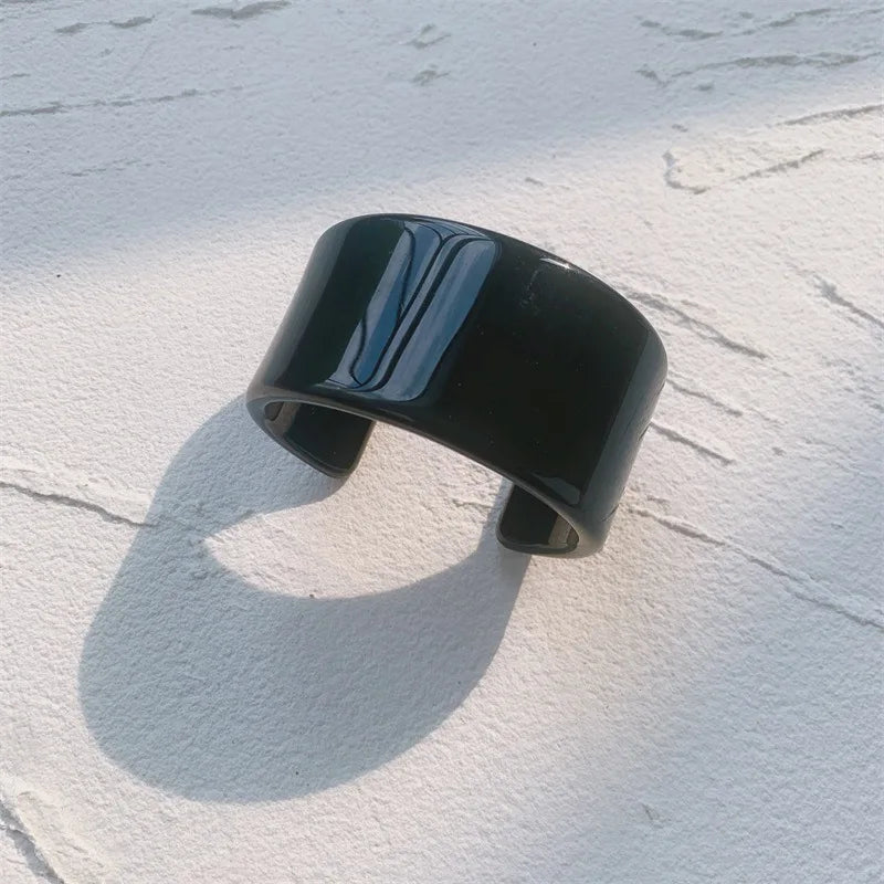 New Transparent Acrylic Resin Open Bangle Bracelet for Women Geometric Retro Wide Bracelet for Girls Hand Jewelry