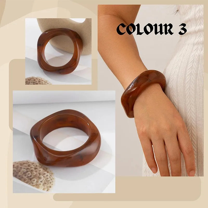 Exaggerated Resin Acrylic Bracelets Bangles for Women on Hand Irregular Geometric Bracelets Personality Hand Jewelry