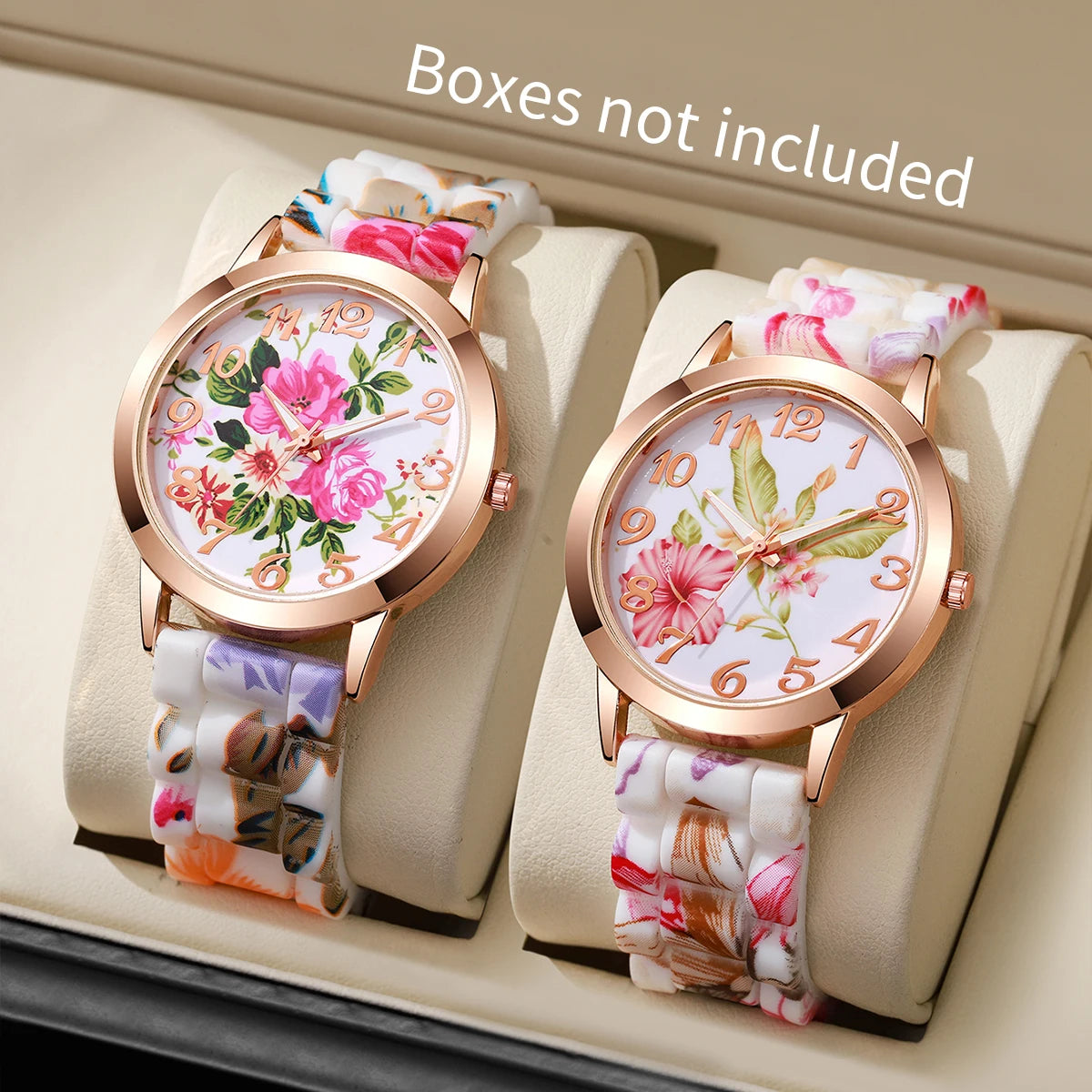 2/3/4/5PCS Fashion Flowers Printed Women Watches Casual Silicone Band Female Quartz Watch Relogio Feminino（Without Box）