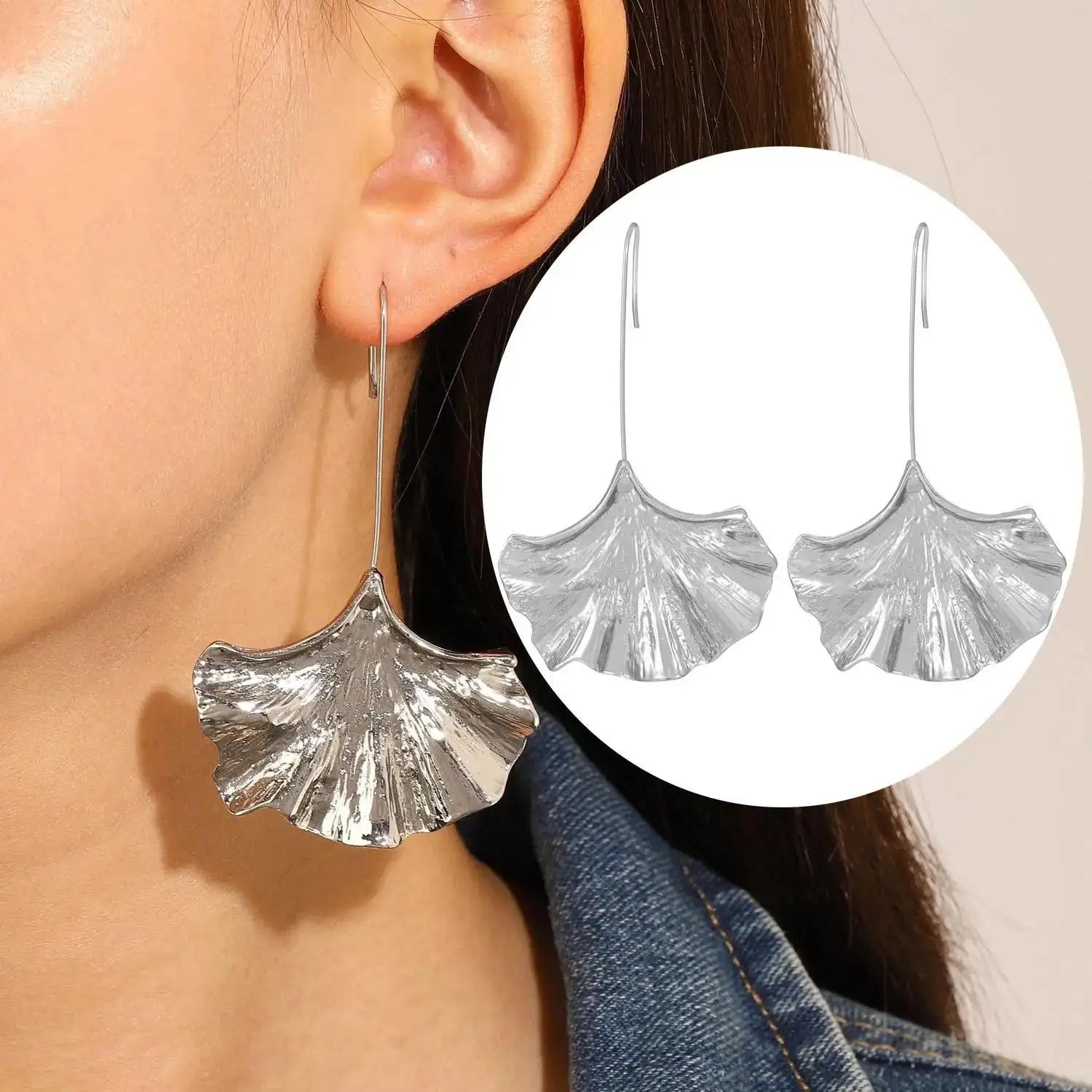 Stainless Steel Pleated Geometric Earrings For Women Jewelry Trending Vintage Women's Smooth Gold Color Stud Earrings