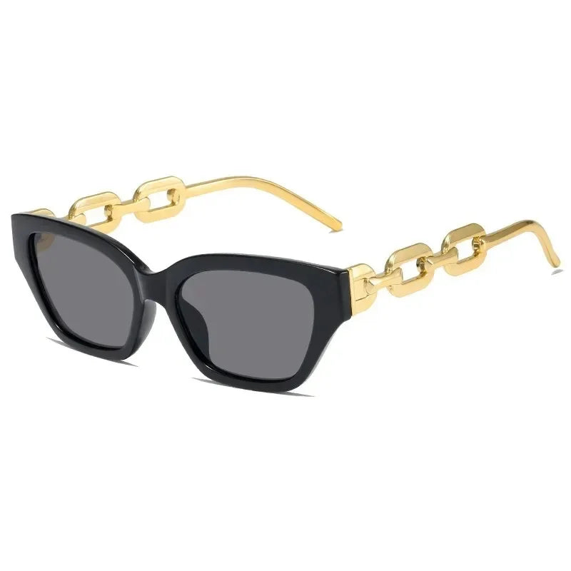 Cat Eye Sunglasses 2025 New Fashion Women Vintage Brand Designer Glasses Black Sun Glasses Female  Golden Eyewear Sun Protection