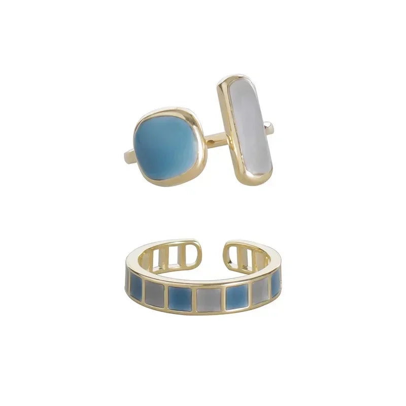 Colorful Drip Glaze Open Ring for Women New Fashion Retro Geometric Gold Color Metal Rings Exquisite Jewelry Gifts for Girl