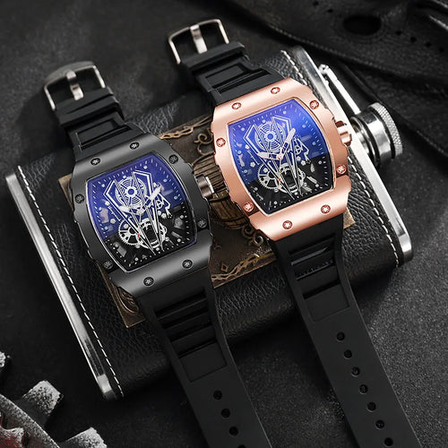 1/2PCS Luxury Large Dial Men Quartz Watch Casual Silicone Band Men's Sports Watches Reloj Hombre（Without Box）