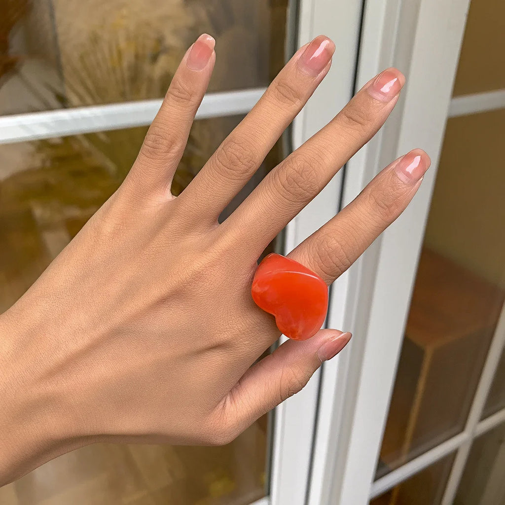 Acrylic Resin Rings Set For Women Girls Irregular Marble Pattern Colorful Transparent Ring Rings Jewelry Gifts