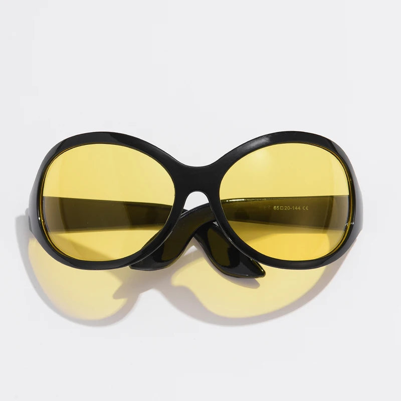 Cycling Fashion Y2K Punk Sunglasses Goggle New Women Men Oval Sports Sun Glasses Female Oversized Colorful Lens Eyewear UV400