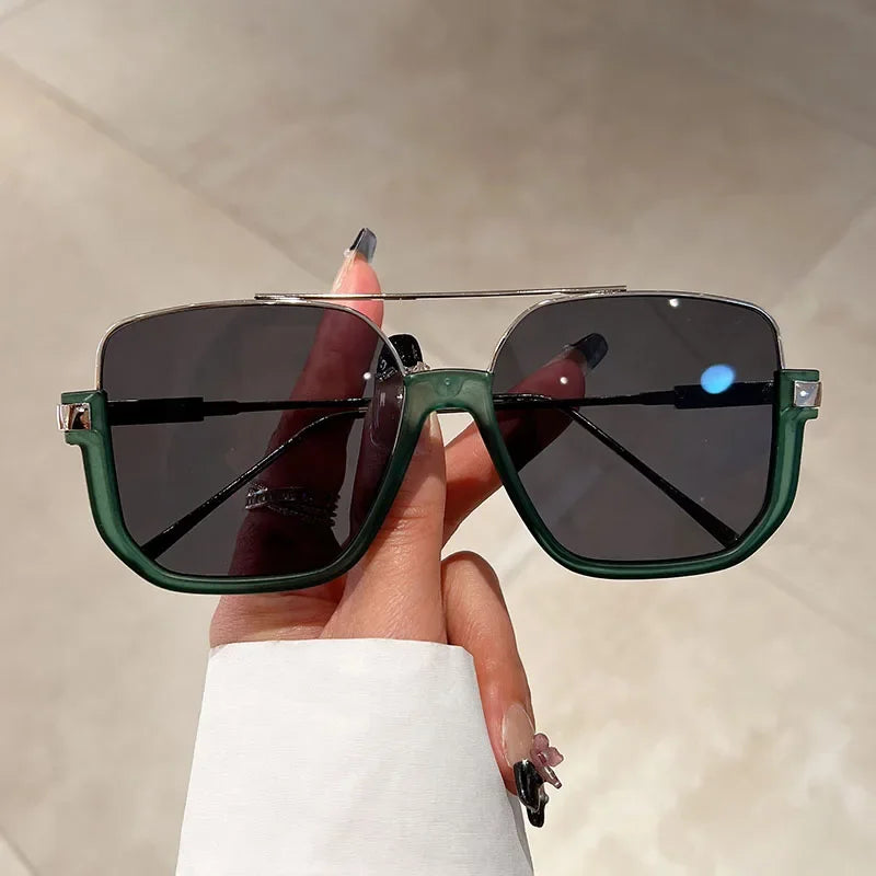 Vintage Oversized Sunglasses Fashion Men Women Square Shades Eyewear Trendy Ins Popular Brand Design UV400 Sun Glasses