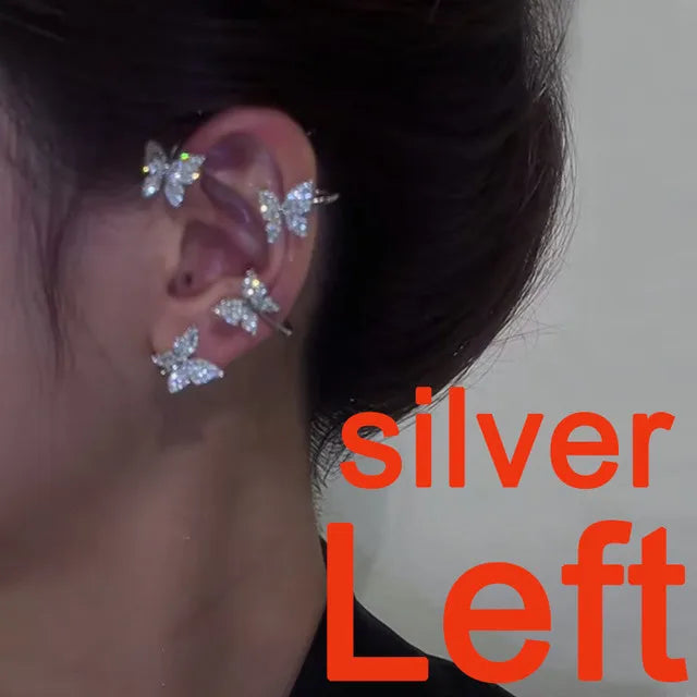 Gold Color Ear Bone Clip For Women Sweet Exquisite Sparkling Crystal Star Ear Cuff Clip Earring Wedding Jewelry Accessories Gift