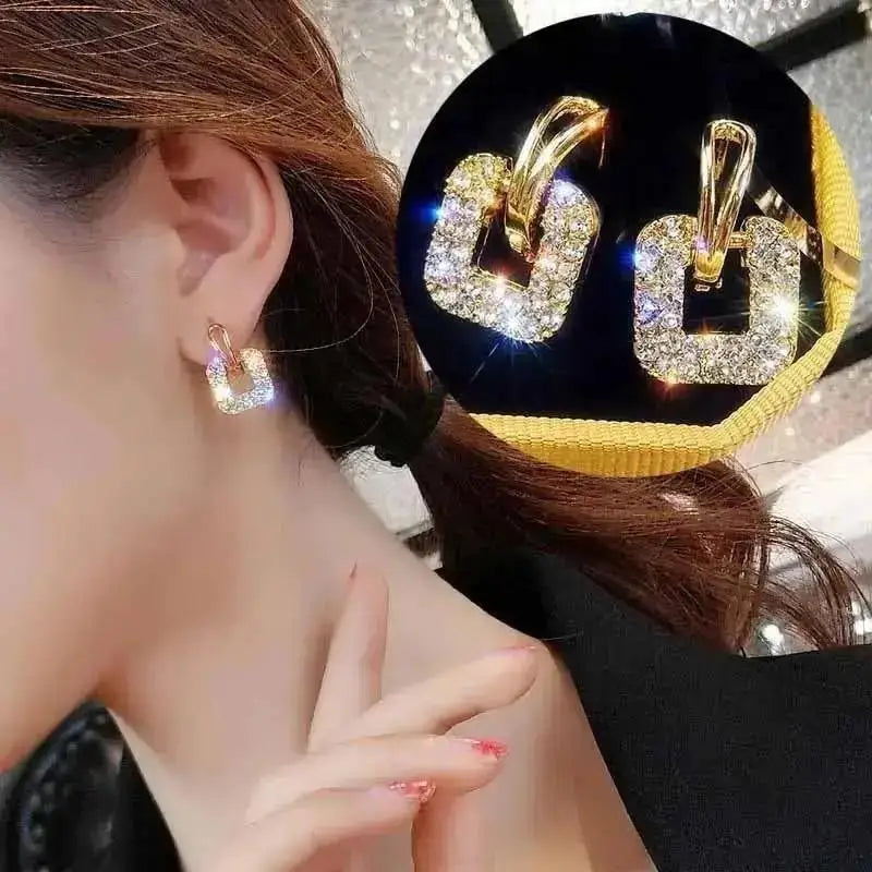 Silver Needle Fashion Purple Crystal Heart Drop Earrings For Women Jewelry 2025 Trending New Luxury Women's Earrings