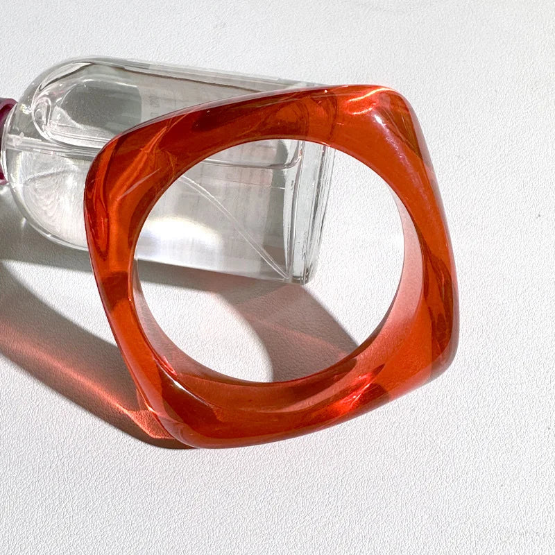 New Trend Acrylic Irregular Geometric Exaggerated Chunky Bangles for Women Resin Colorful Statement Bracelet Jewelry Gifts