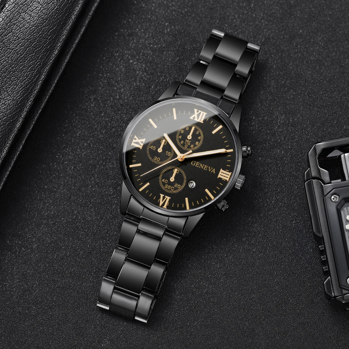 Luxury Mens Business Watches Fashion Roma Dial Men Quartz Watch Calendar Wristwatches for Man Clock Reloj Hombre（Without Box）