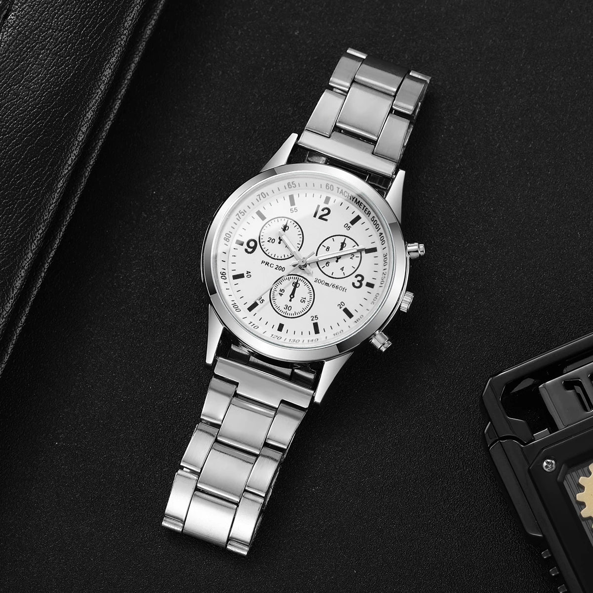 Fashion Men Business Quartz Watch Luxury Silvery Strap Wristwatch Reloj Hombre（Without Box）