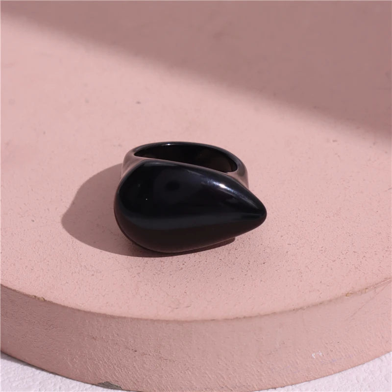 Vintage Wide Large Chunky Rings for Women Crystal Resin Autumn Winter Geometric Irregular Stacking Wear Jewelry New