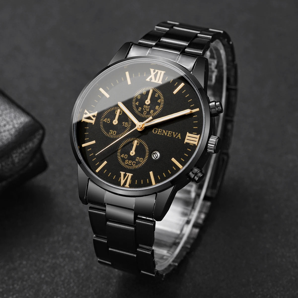 Luxury Mens Business Watches Fashion Roma Dial Men Quartz Watch Calendar Wristwatches for Man Clock Reloj Hombre（Without Box）