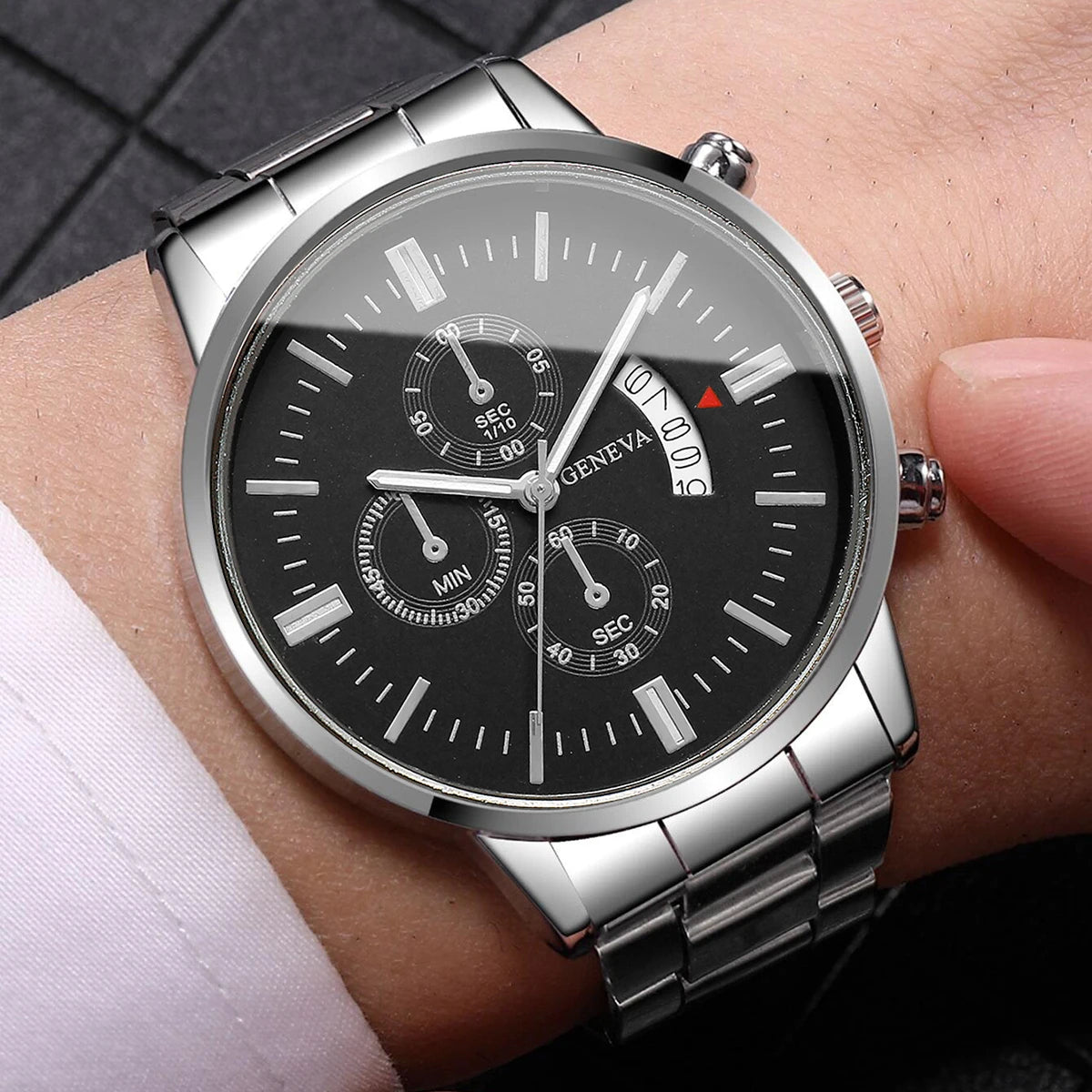 2PCS/Set Fashion Men Business Watches Male Calendar Quartz Watch Bracelet Set Relogio Masculino