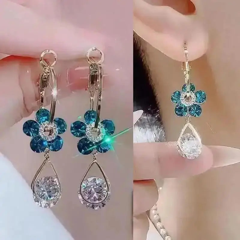 Silver Needle Fashion Purple Crystal Heart Drop Earrings For Women Jewelry 2025 Trending New Luxury Women's Earrings