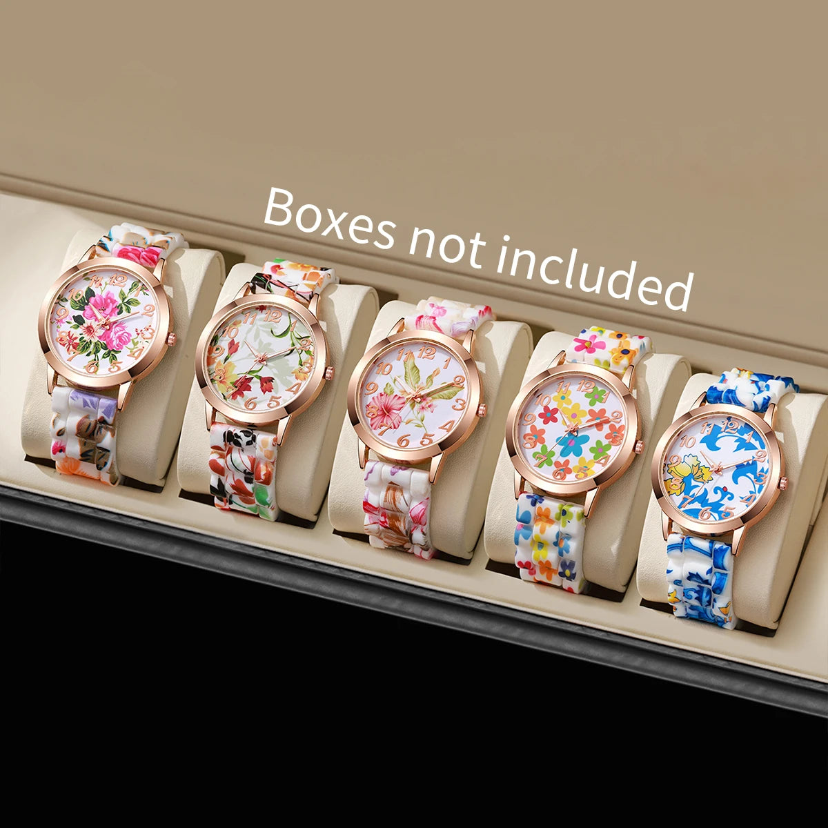 2/3/4/5PCS Fashion Flowers Printed Women Watches Casual Silicone Band Female Quartz Watch Relogio Feminino（Without Box）
