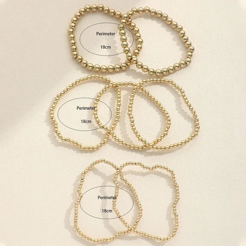Stainless Steel Bracelets Vintage Handmade Ball Beaded Bracelets for Women Punk Gold Color Bangles Party Fashion Jewelry