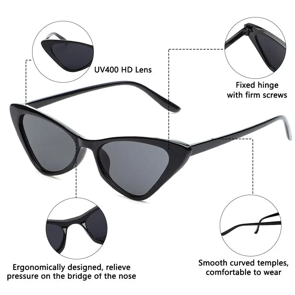 Vintage Cat Eye Sunglasses for Women Small Frame Retro Sunglasses UV400 Protection Eyewear Fashion Trendy Streetwear Accessories