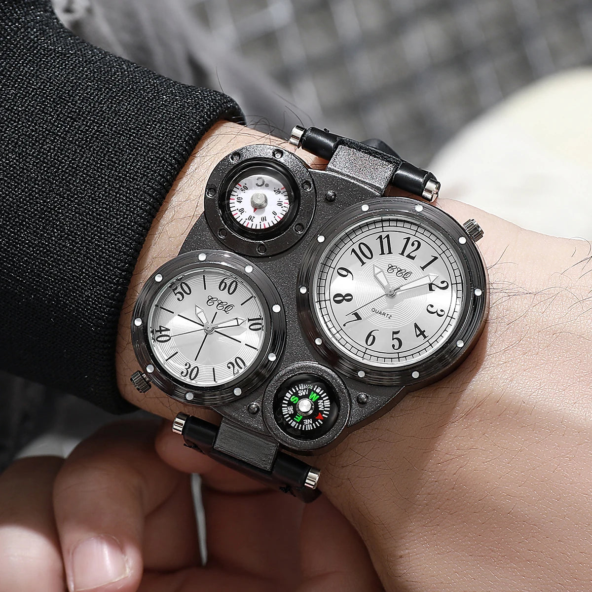 Luxury Large Dial Men Quartz Watches Casual Leather Band Wristwatches Sport Watch for Men Clock Relogio Masculino