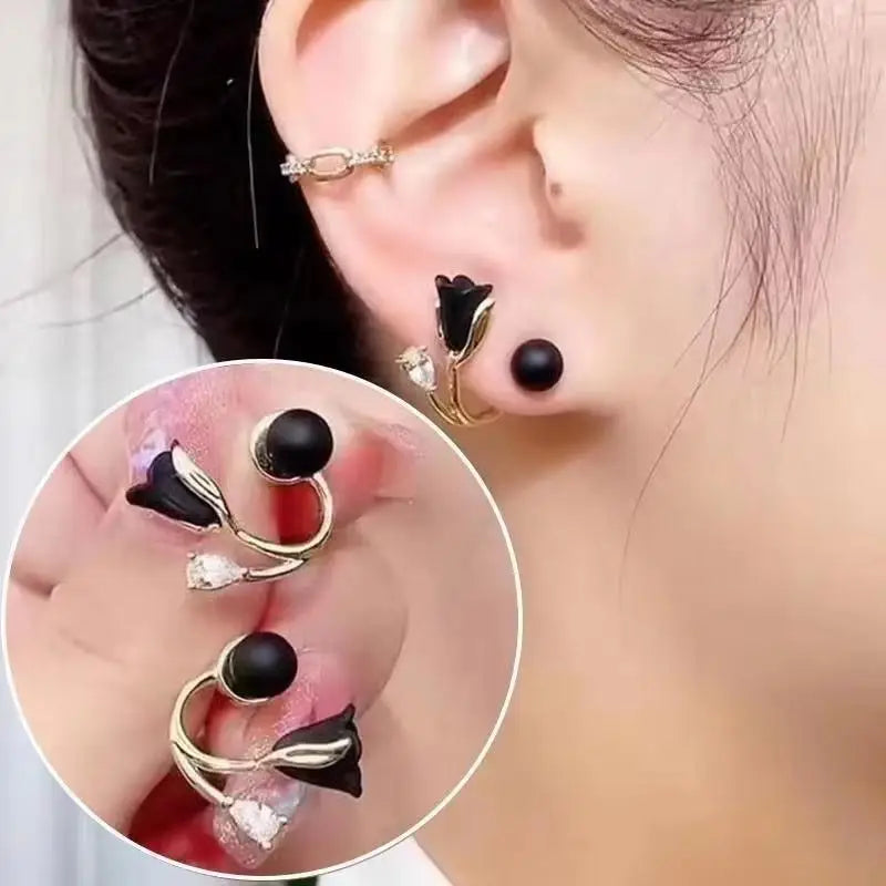 925 Silver Needle Vintage Brown Pearl Earrings For Women Jewelry 2025 Trending New Luxury Women's Red Ball Earrings gifts