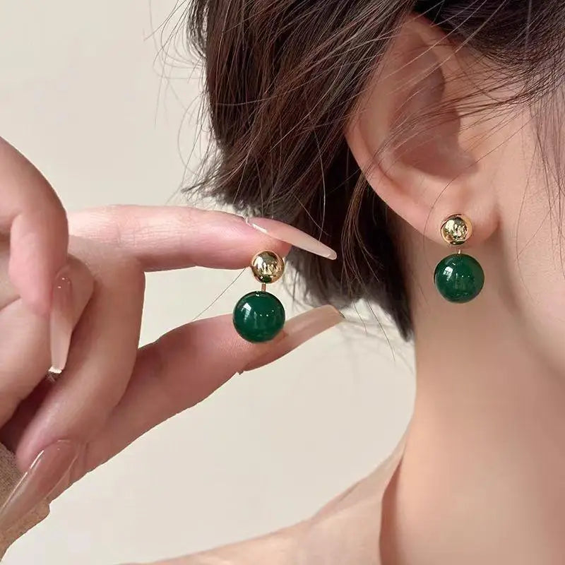 925 Silver Needle Vintage Brown Pearl Earrings For Women Jewelry 2025 Trending New Luxury Women's Red Ball Earrings gifts