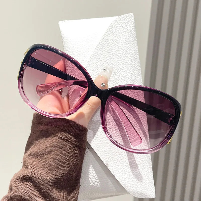 New Women's Brand Oval Shape Sunglasses Women Designer Sun Glasses Fashion Classic Big Frame Glass Shades UV400 Oculos De Sol