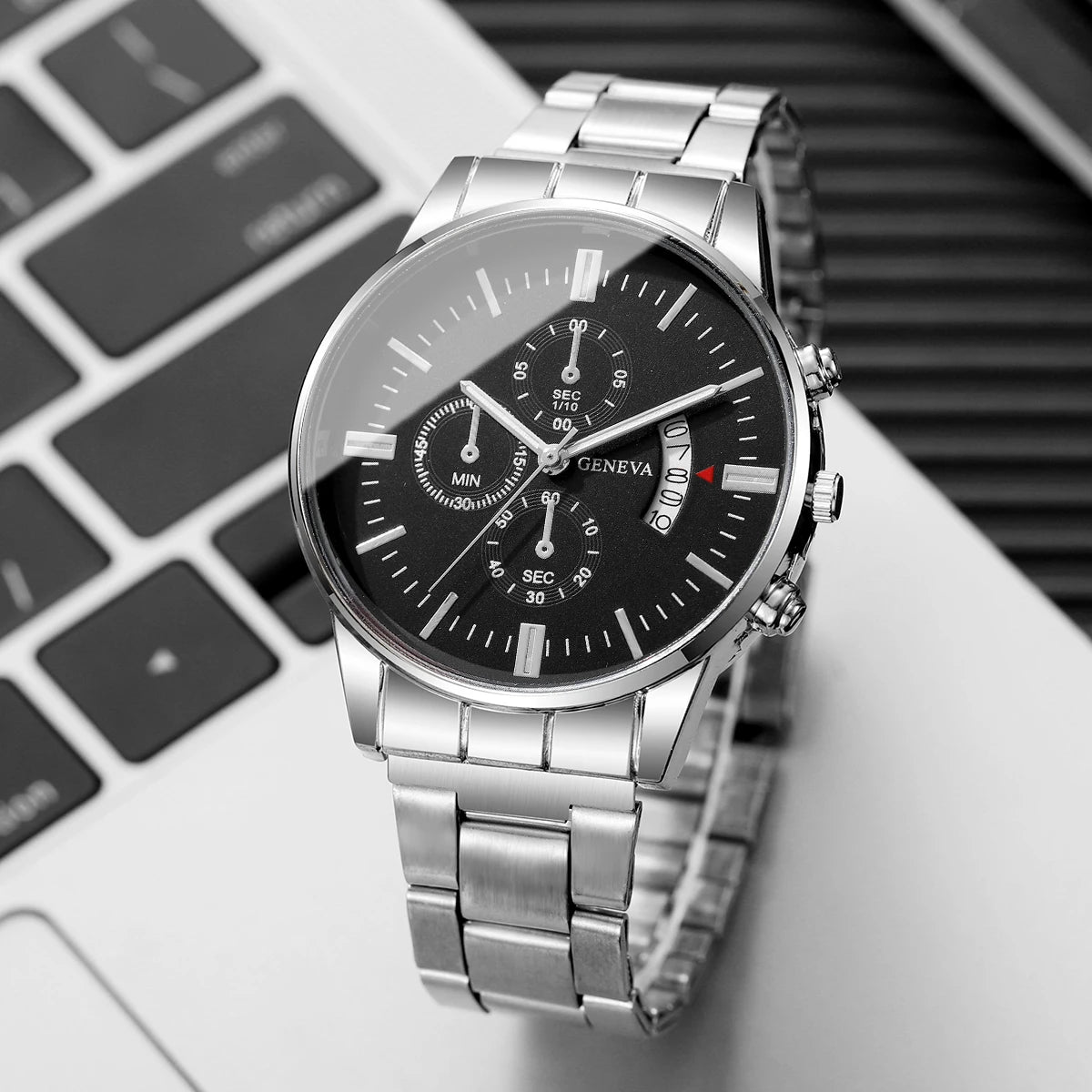 2PCS/Set Fashion Men Business Watches Male Calendar Quartz Watch Bracelet Set Relogio Masculino