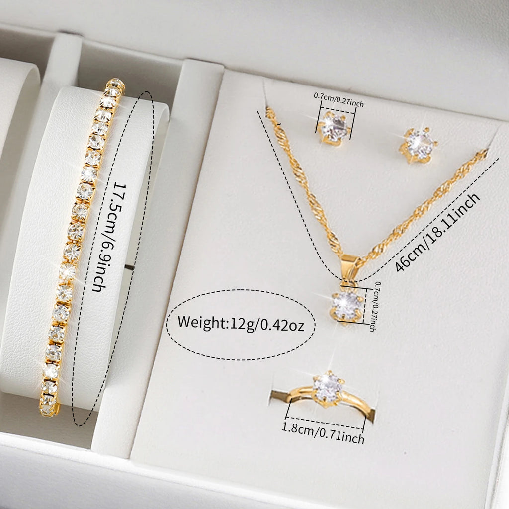6PCS Luxury Rhinestone Women Watches Fashion Roma Dial Bracelet Wrist Watch Jewelry Set Relogio Feminino（Without Box）