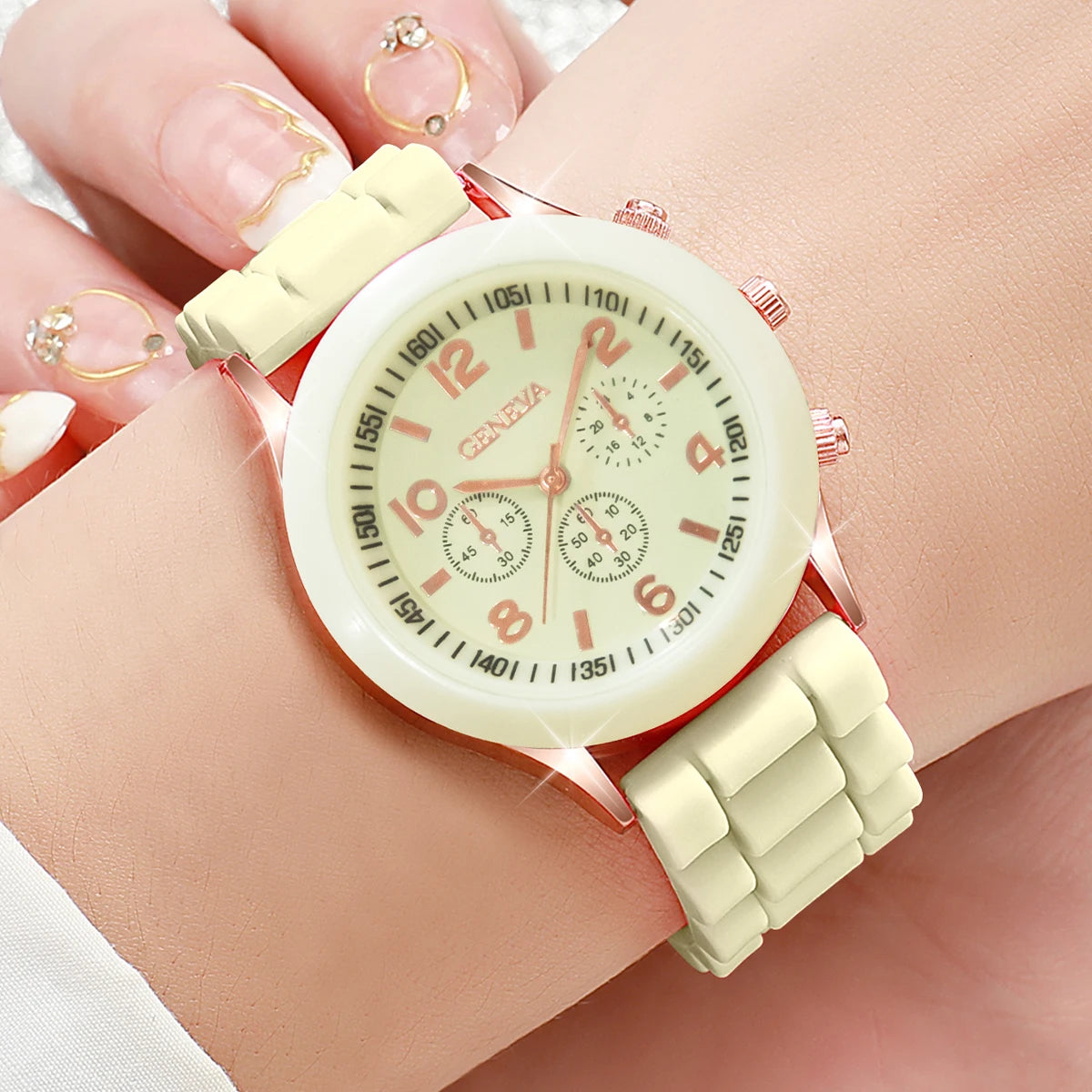 14PCS Fashion Women Watches Casual Silicone Band Arabic Dial Ladies Quartz Watch Set Reloj Mujer Girls Clock Gift（Without Box）