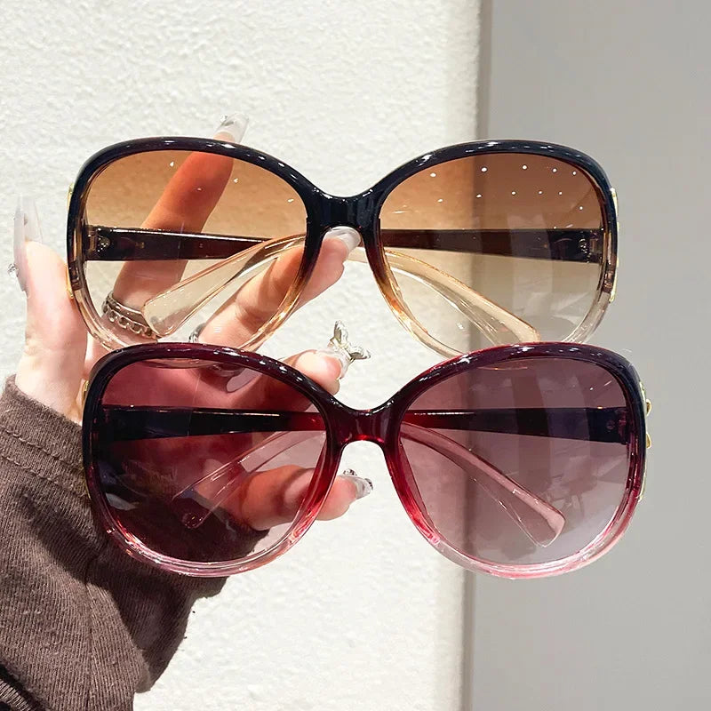New Women's Brand Oval Shape Sunglasses Women Designer Sun Glasses Fashion Classic Big Frame Glass Shades UV400 Oculos De Sol