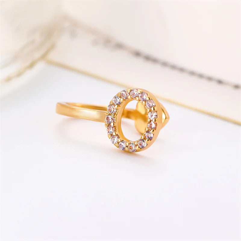 Zircon Initial A-Z Letter Clip Earrings For Women Adjustable Crystal Ear Stud Name Alphabet Female Wedding Jewelry Gift