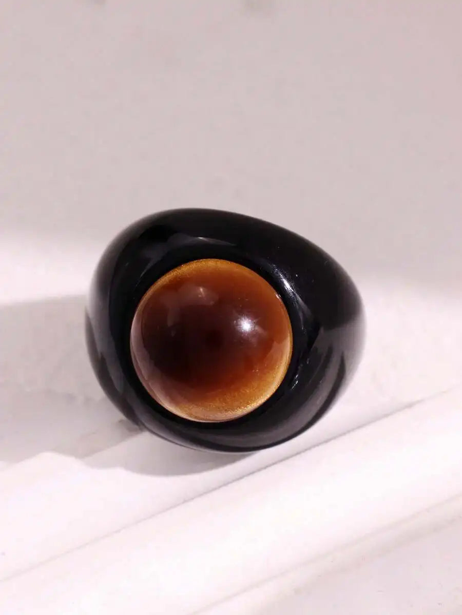 Vintage Wide Large Chunky Rings for Women Crystal Resin Autumn Winter Geometric Irregular Stacking Wear Jewelry New