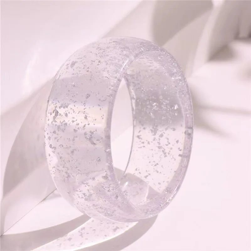 Trendy Vintage Pattern Acrylic Bracelet For Women Personalized Widen Semi Transparent Big Bangle Streetwear Jewelry