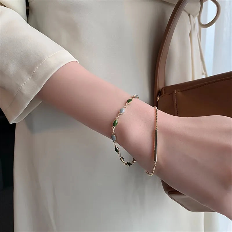 Bohemian Minimalist Metal Chain Women's Set of 6 Multi-layer Chain Simple Fashionable Bracelets Wedding Jewelry Birthday Gifts