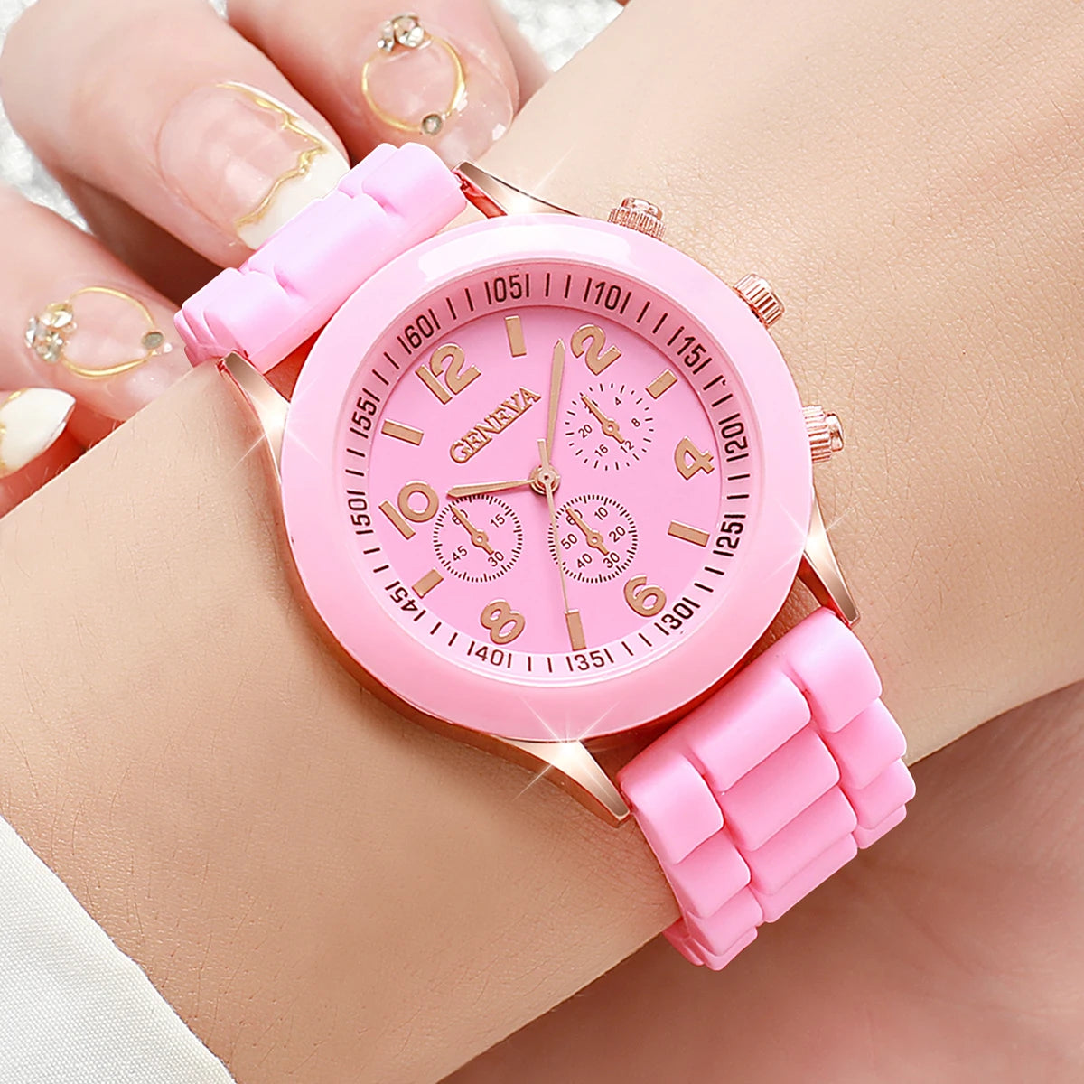 14PCS Fashion Women Watches Casual Silicone Band Arabic Dial Ladies Quartz Watch Set Reloj Mujer Girls Clock Gift（Without Box）