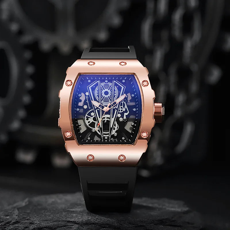 1/2PCS Luxury Large Dial Men Quartz Watch Casual Silicone Band Men's Sports Watches Reloj Hombre（Without Box）
