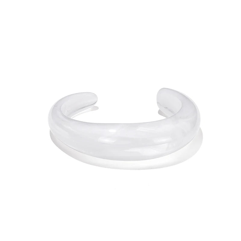 Fashion Exaggerated Opening Acrylic Bracelets for Women Simple Blended Jelly Colored Curved Cuff Bangle Female Jewelry