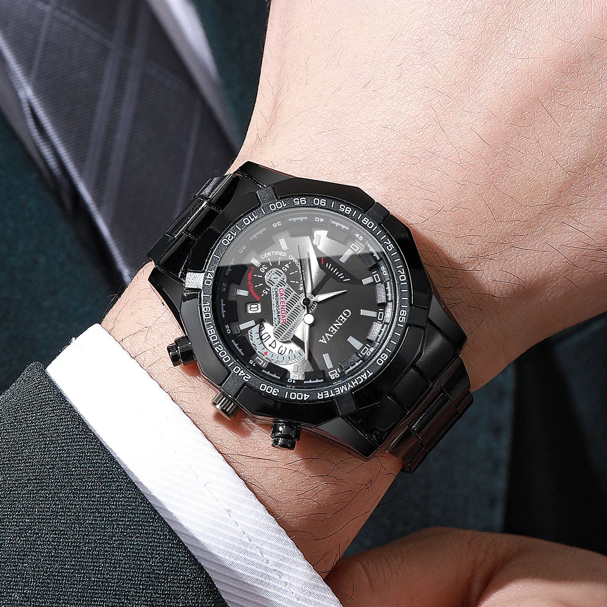 Luxury Large Dial Men Business Watches Fashion Calendar Quartz Watch for Mens Clock Reloj Hombre（Without Box）