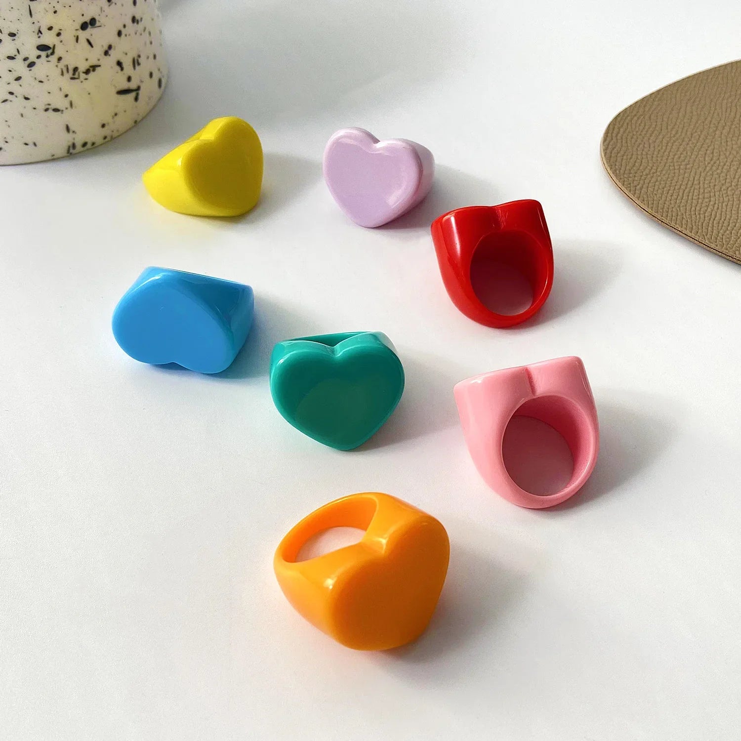 Acrylic Resin Rings Set For Women Girls Irregular Marble Pattern Colorful Transparent Ring Rings Jewelry Gifts