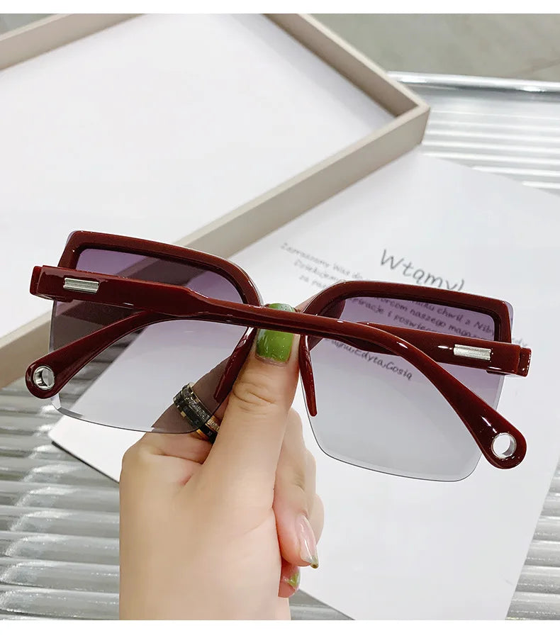 Oversized Sunglasses Man Woman Fashion Rimless Vintage Square Sun Glasses Eyewear Luxury Brand Design UV400 Female Shades
