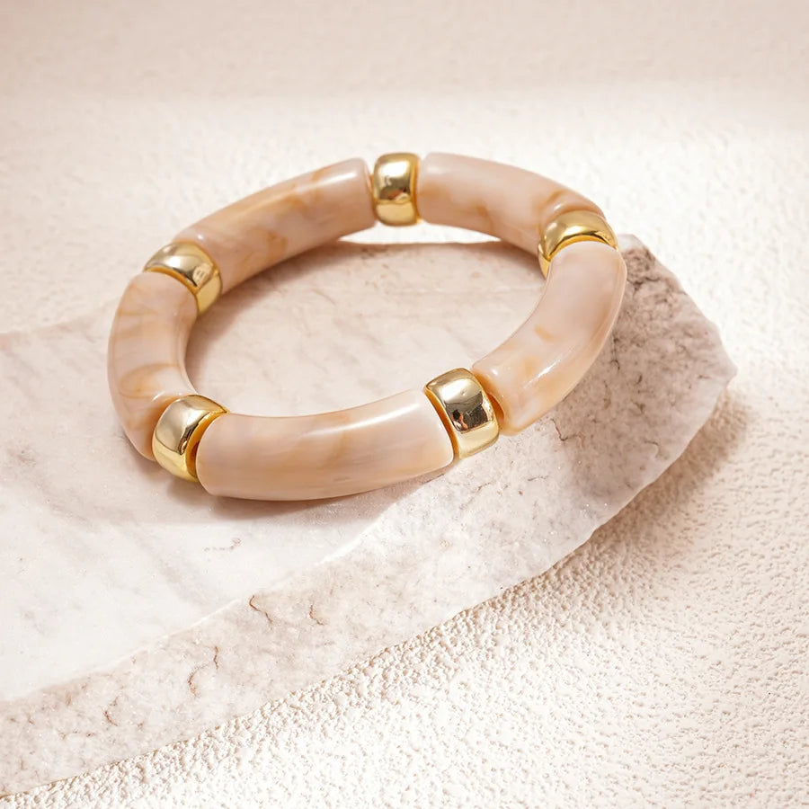 Pink Resin Acrylic Smudging Bangle for Women 2025 New Fashion Round Wide Stacked Bracelets Hand Jewelry Gifts Wholesale