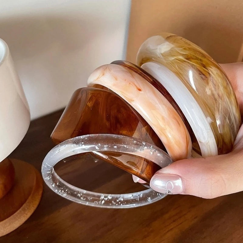 New Fashion Irregular Acrylic Acetate Bracelets for Women Vintage Hyperbole Jewelry Bangles Sweet Elegant Pulseras Mujer