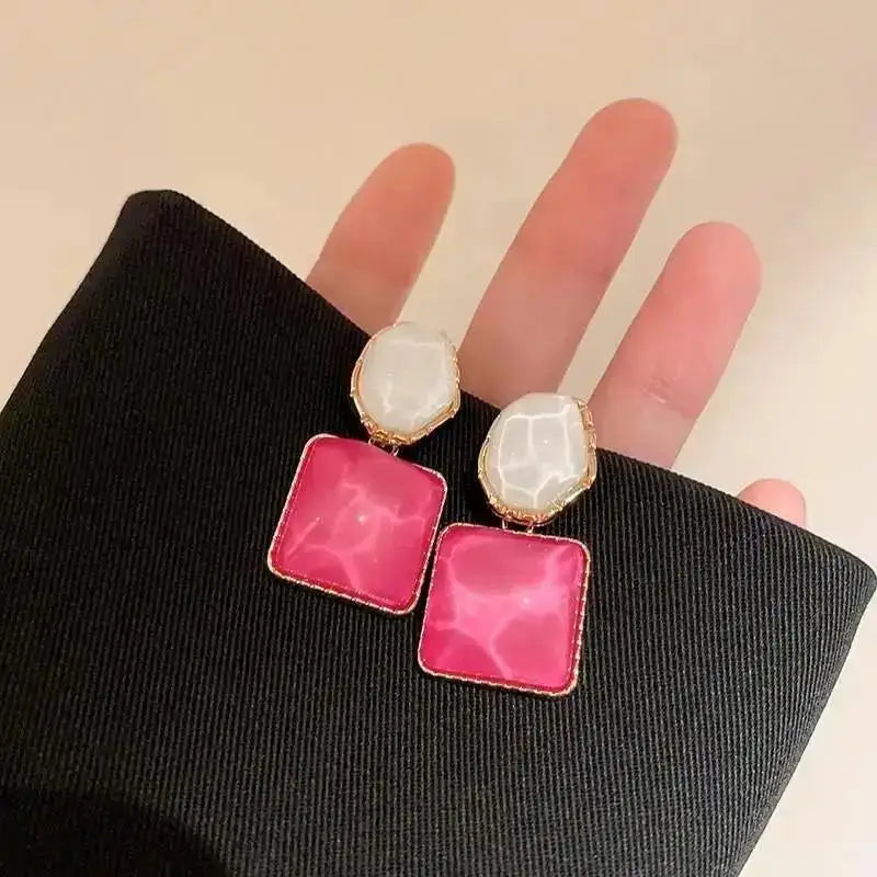 Silver Needle Fashion Square Zircon Drop Earrings For Women Jewelry 2025 Trending New Luxury Women's Crystal Earrings