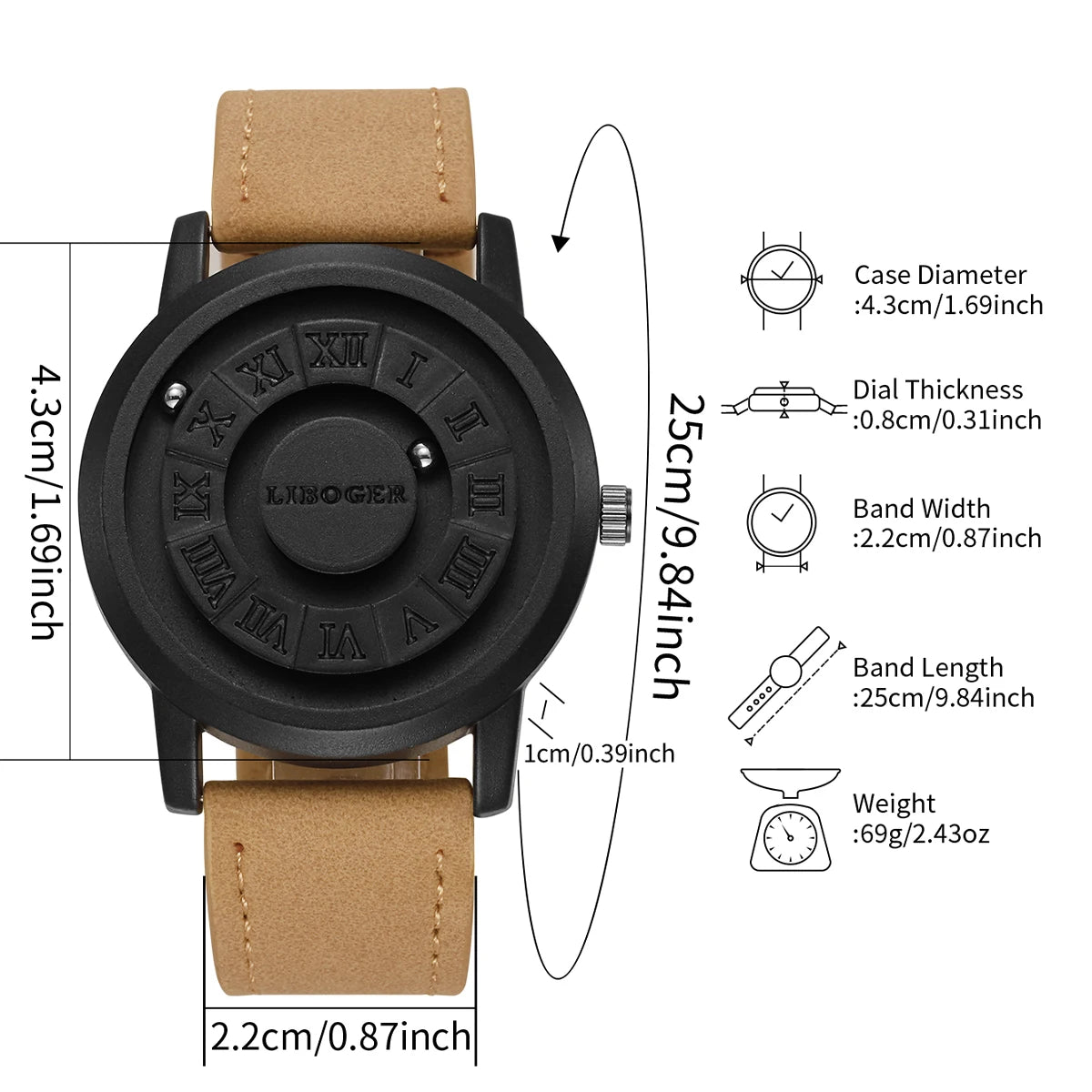 Fashion Magnetic Suspension Men Watches Casual Sports Roma Dial Wristwatches For Mens Clock（Without Box）