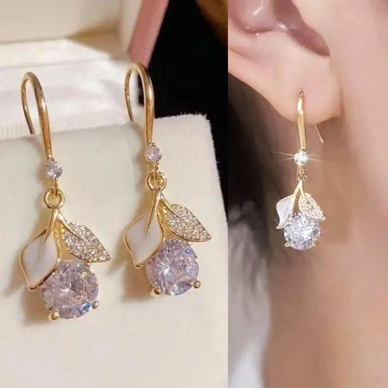Silver Needle Vintage Green Crystal Butterfly Drop Earrings For Women Jewelry 2025 Trending Luxury Zircon Women's Earrings