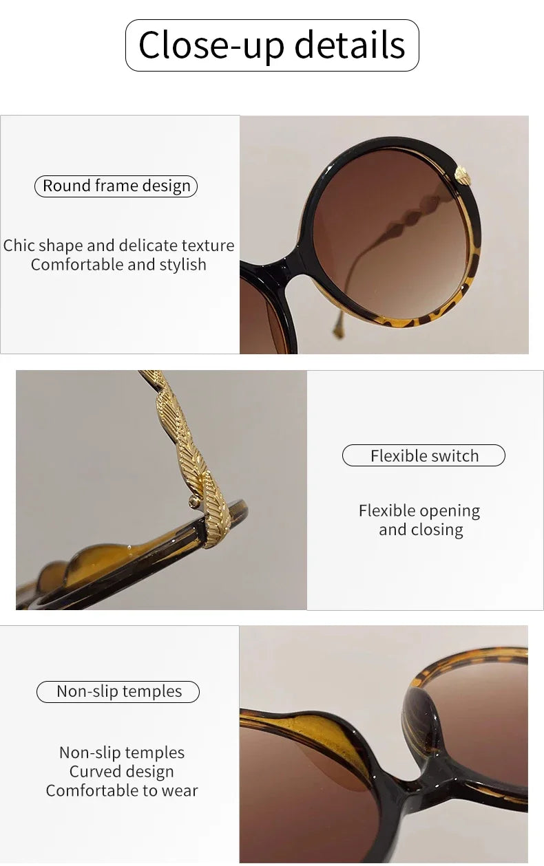 New Vintage Round Frame Sunglasses Gradient Color Trendy Fashion Women Eyewear Brand Designer Shades for Ladies Gafas De Sol