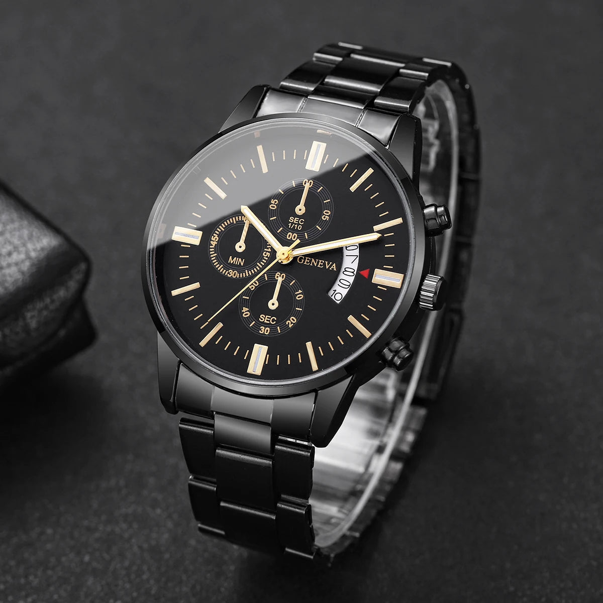2PCS/Set Fashion Men Business Watches Male Calendar Quartz Watch Bracelet Set Relogio Masculino